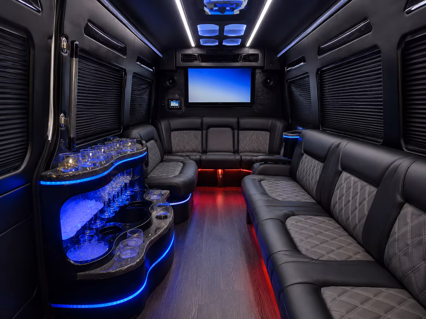 Visalia Corporate Transportation party bus exterior
