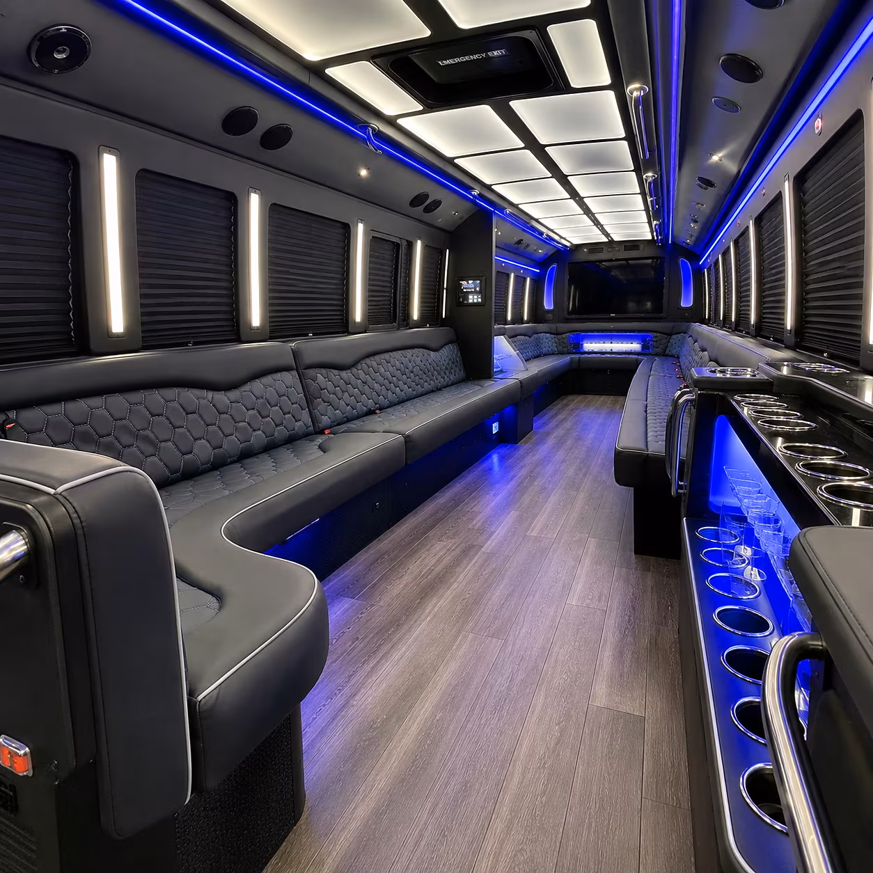 Visalia Prom & Homecoming Transportation party bus interior