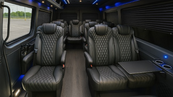 Interior of Visalia Party Bus Company's 18 Passenger Minibus in Visalia