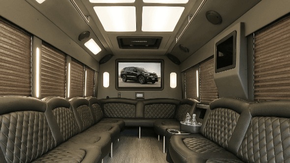 Interior of Visalia Party Bus Company's 20 Passenger Party Bus in Clovis