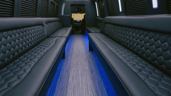 Interior of Visalia Party Bus Company's 20 Passenger Party Bus in Turlock