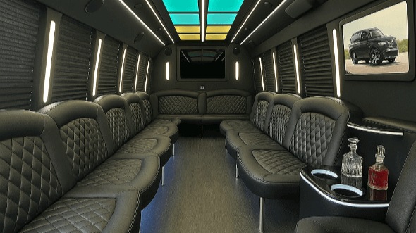Interior of Visalia Party Bus Company's 20 Passenger Party Bus in Visalia