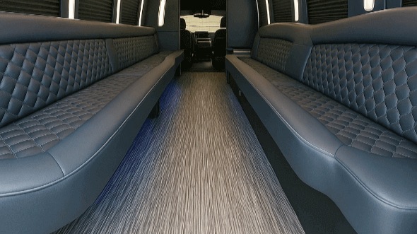 Interior of Visalia Party Bus Company's 25 Passenger Party Bus in Merced