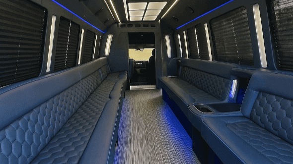 Interior of Visalia Party Bus Company's 25 Passenger Party Bus in Turlock