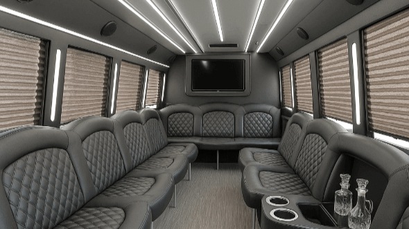 Interior of Visalia Party Bus Company's 28 Passenger Party Bus in Clovis
