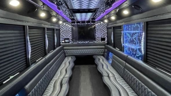 Interior of Visalia Party Bus Company's 28 Passenger Party Bus in Hanford