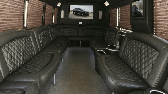 Interior of Visalia Party Bus Company's 30 Passenger Party Bus in Clovis