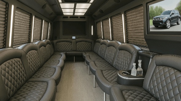 Interior of Visalia Party Bus Company's 30 Passenger Party Bus in Turlock