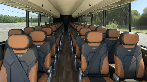Interior of Visalia Party Bus Company's 40 Passenger Charter Bus in Visalia