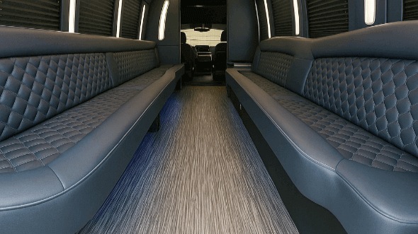 Interior of Visalia Party Bus Company's 40 Passenger Party Bus in Madera
