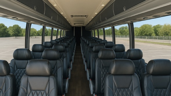Interior of Visalia Party Bus Company's 46 Passenger Charter Bus in Visalia