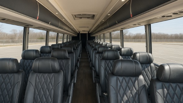 Interior of Visalia Party Bus Company's 48 Passenger Charter Bus in Visalia