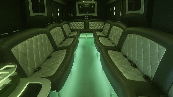 Interior of Visalia Party Bus Company's 50 Passenger Party Bus in Bakersfield