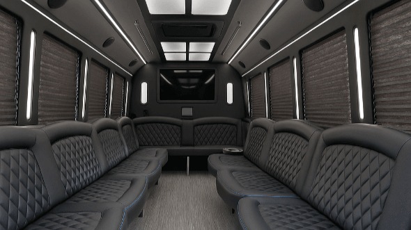Interior of Visalia Party Bus Company's 50 Passenger Party Bus in Delano