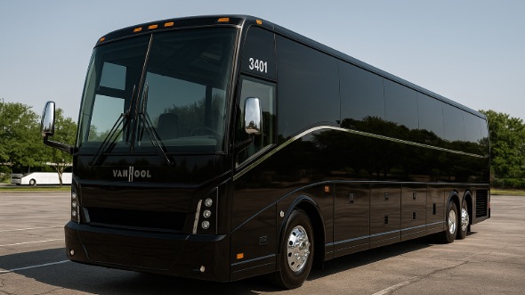 Exterior of Visalia Party Bus Company's 50 Passenger Party Bus in Porterville