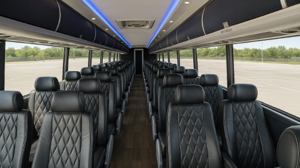 Interior of Visalia Party Bus Company's 55 Passenger Charter Bus in Visalia