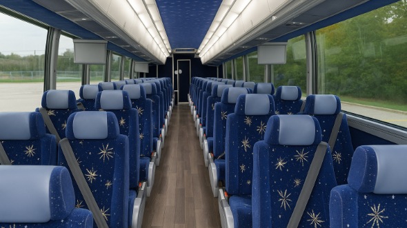 Interior of Visalia Party Bus Company's 56 Passenger Charter Bus in Visalia