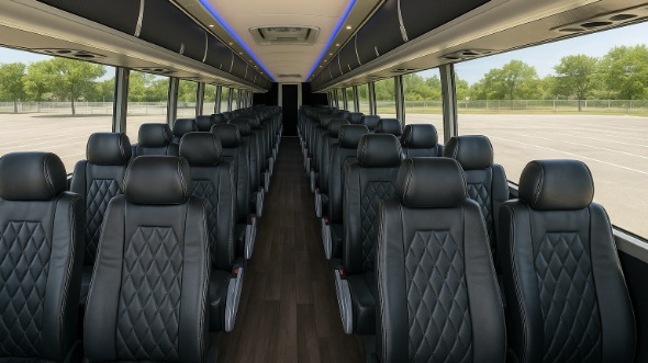 Interior of Visalia Party Bus Company's ADA Charter Bus in Visalia